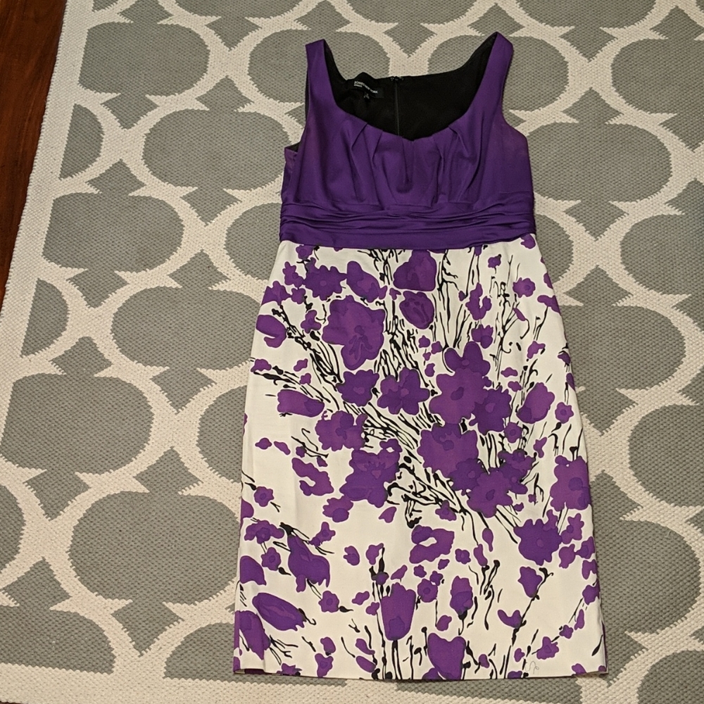 Jones New York Purple and White Floral Midi Dress